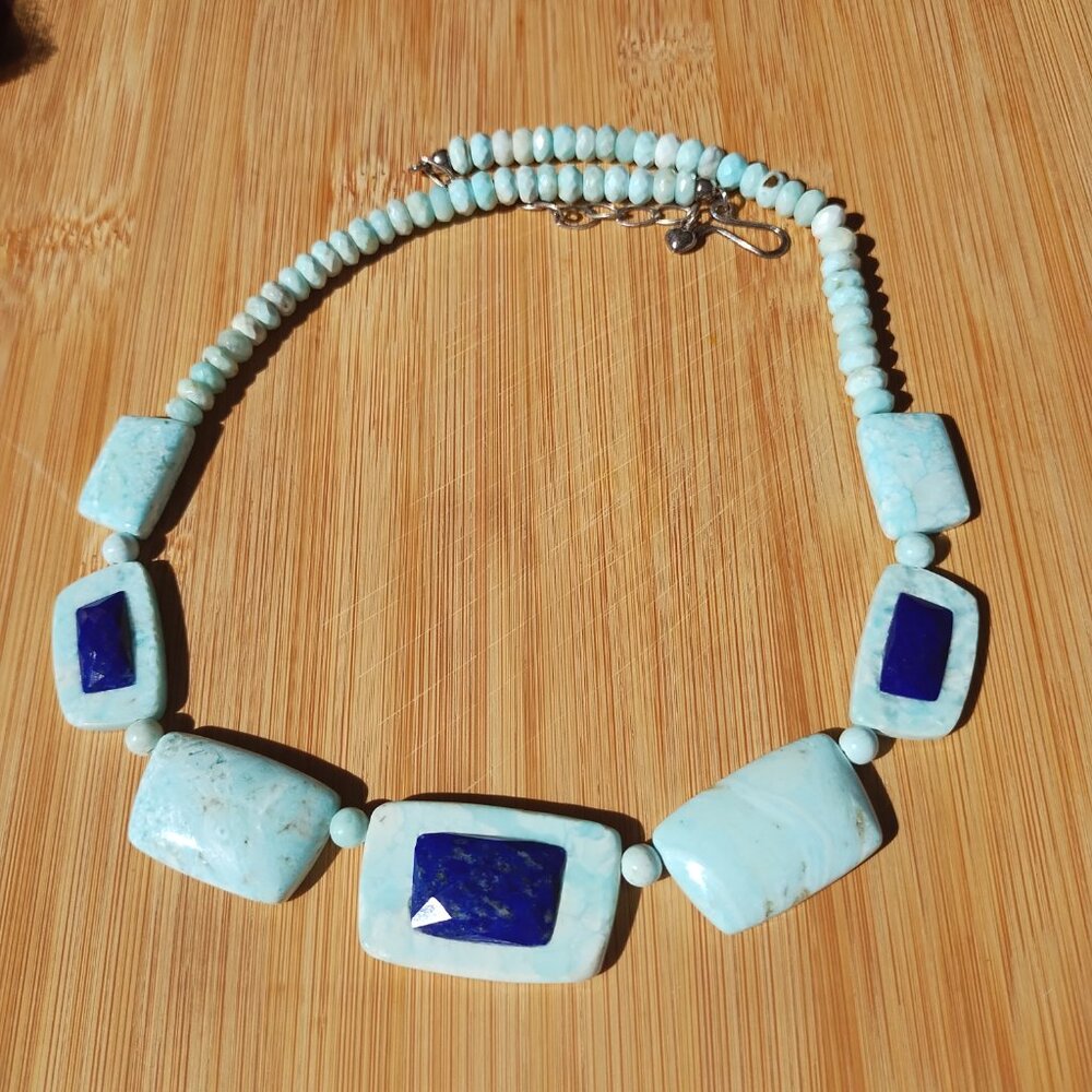 Jay King DTR Blue Aragonite and Lapis Bead 20" Sterling Silver Necklace - Picture 14 of 16